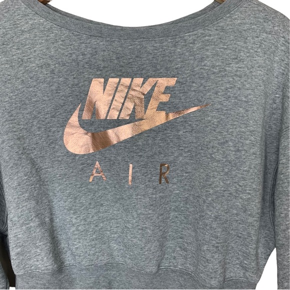 Nike Air Rally Crew Cropped Sweatshirt Back Zip Gray Metallic Rose Gold X-Small - Picture 7 of 16